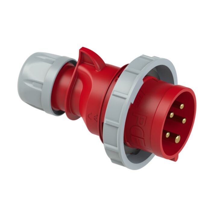 PCE 16A 3P+N+E 400V. 3 Phase. Red Cable Mount Male Plug. IP67 (0152-6)