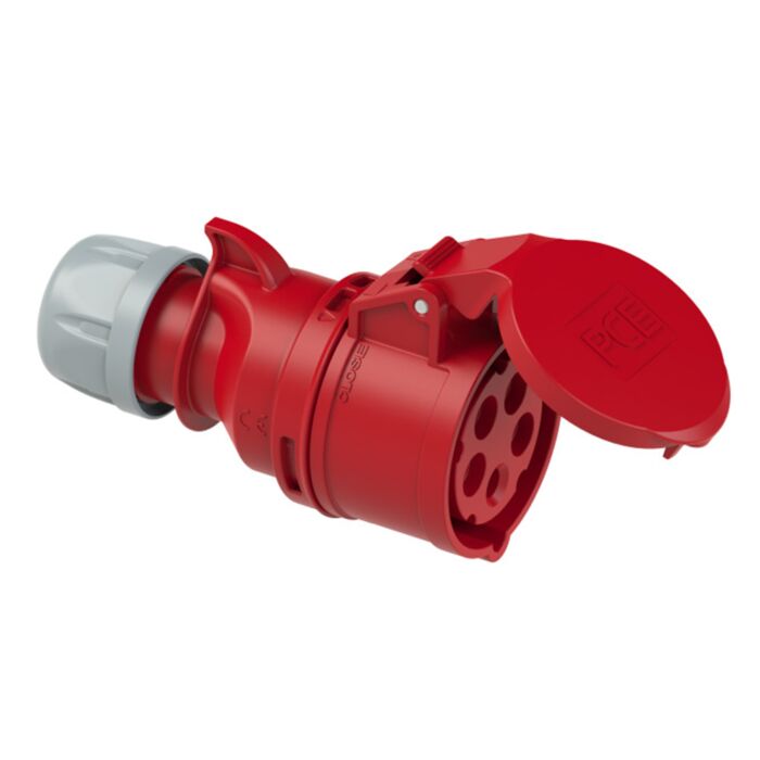 PCE 32A 3P+N+E 400V. 3 Phase. Red Cable Mount Female Socket. IP44 (225-6)