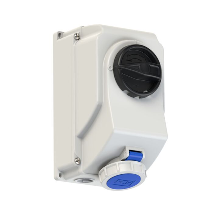 PCE CEE-Switched Interlocked Socket 16A 3pole IP66 & IP67 - 75132-6