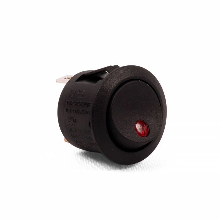 Round LED Switch - Red NEON - 240v AC SPST 10a