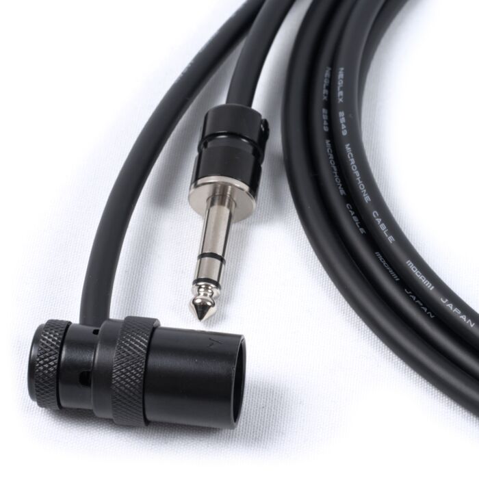 Low Profile Male XLR to TRS Lead. Squareplug. Mogami 2549 Audiophile audio interconnect lead