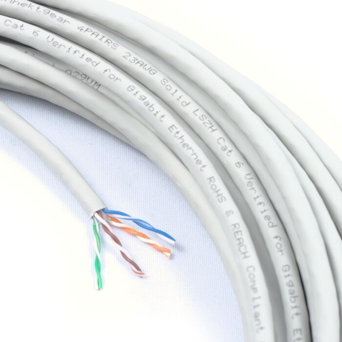 Solid CAT6 UTP LS0H Network Cable 23-AWG - Grey - Install Cable