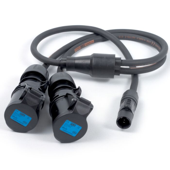 True1 PowerCon to 2x 16a PCE, Professional AC Y Splitter Cable,