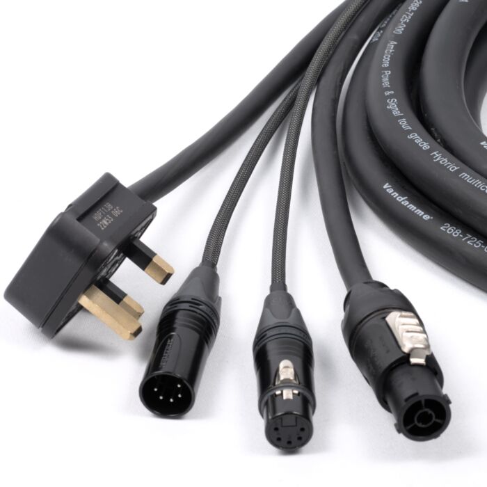 UK Plug to True1, DMX Hybrid Power and Signal Cable.