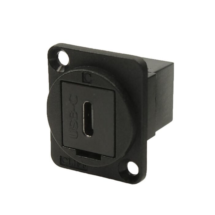 USB C Socket to USB C Socket Dtype Feedthrough Panel Mount Connector Plastic - CP30201X