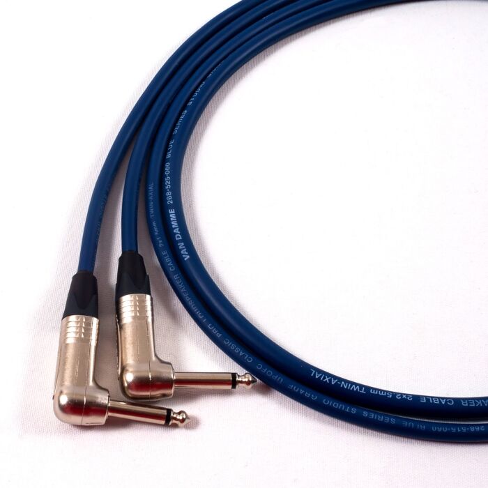 Angled Jack to Jack Speaker Lead. Blue Studio Van Damme Cable. Guitar Amp Cab