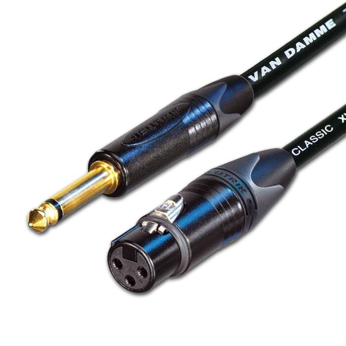 Van damme Gold Neutrik Jack to Female XLR Black