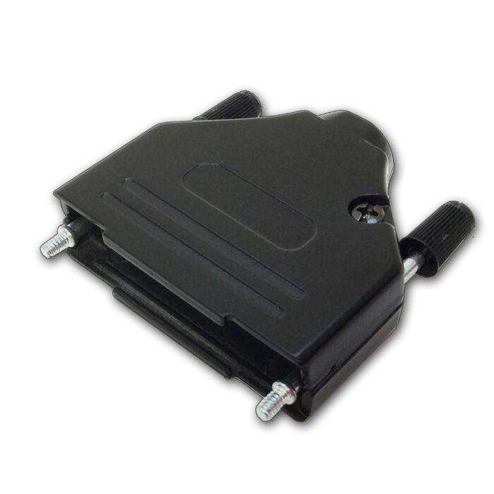 25 Pin d Sub Die Cast Metal Hood. Black Zinc with Black Plastic Cap Jackscrews UNC4-40