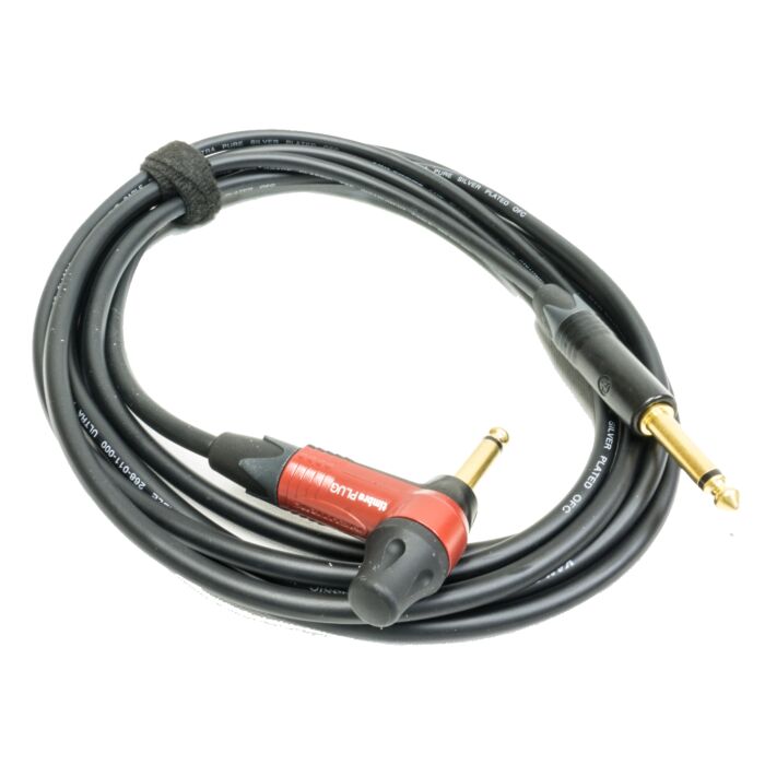 3m Van Damme Black Instrument Cable. Neutrik Timbre Jacks to Straight Gold Mono Jack.