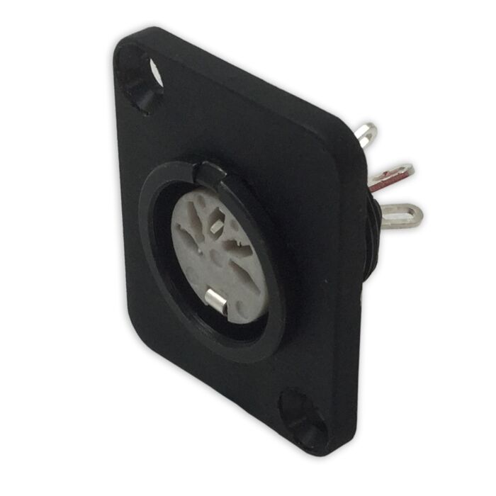 Deltron 5 Pin DIN Chassis Panel Mount. Female Connector. 650-0500. D-Type.