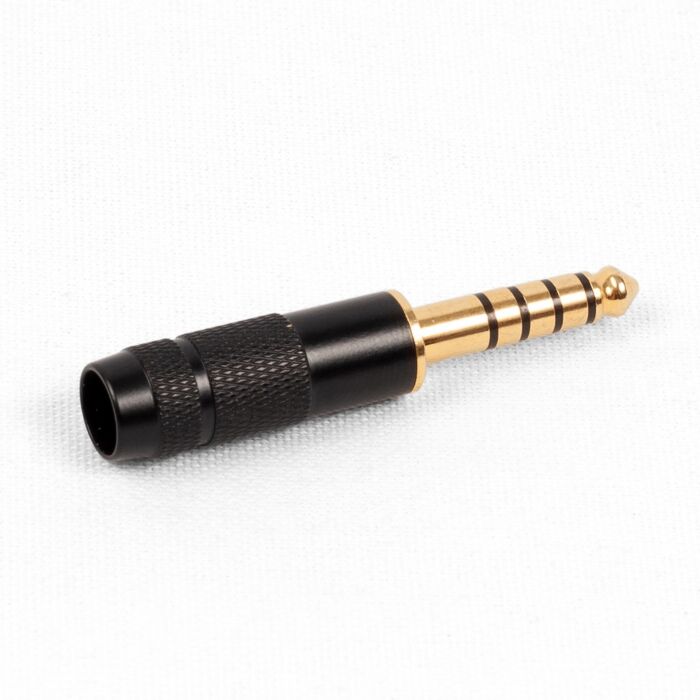 4.4mm 5 Pole TRRRS Plug Male Audio Connector. Gold Plated. Cable Size Up to 6 mm