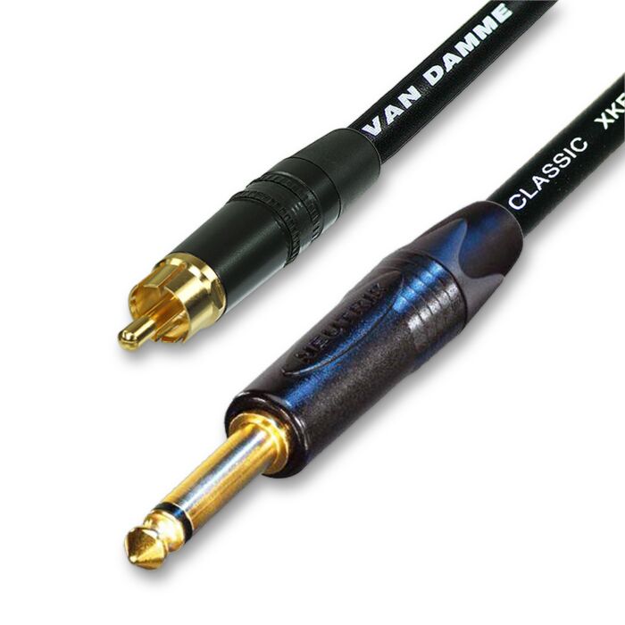 Neutrik Van Damme Gold Plated RCA to Mono Jack Black
