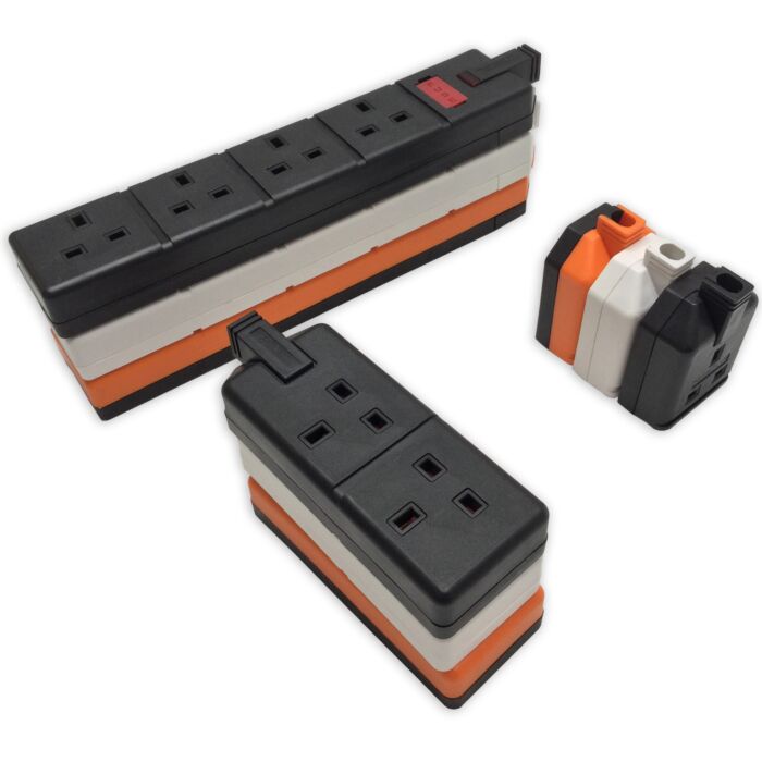 HEAVY DUTY Permaplug 1 2 & 4 Gang trailing Socket. ELS13W-01. Black White or Orange