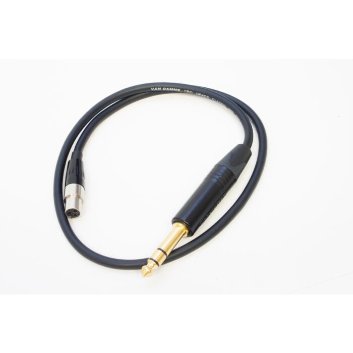 50cm Black Van Damme Pro Patch Microphone Cable. Switchcraft TA3F to Neutrik Gold Stereo Jack