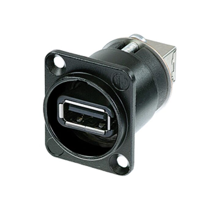 Neutrik NAUSB-W-B BLACK USB A to B Chassis Panel Mount. Reversible