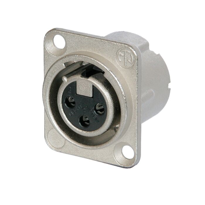 Neutrik NC3FD-LX Female 3 pin XLR Chassis Panel Mount. Silver Contacts