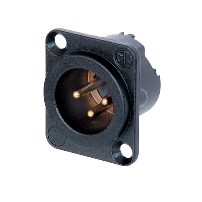 Neutrik NC3MD-LX-B Male 3 pin XLR Chassis Panel Mount. Gold Contacts