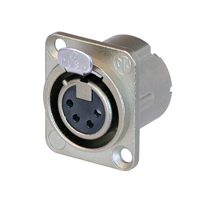 Neutrik NC4FD-LX Female 4 pin XLR Chassis Panel Mount. Silver Contacts