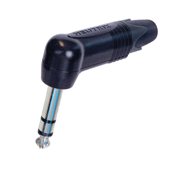 Neutrik NP3RX-BAG Black Shell. Silver Pins. Angled Quarter TRS 3 Pole Jack Plug Connector
