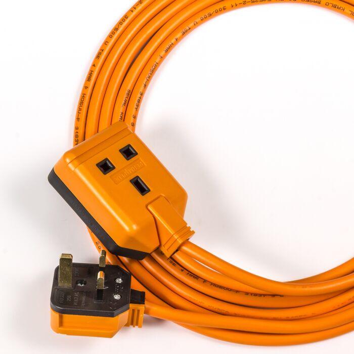 Orange Garden & Camping Power-Flex. UK Plug to 1G Socket. TRUE 13amp