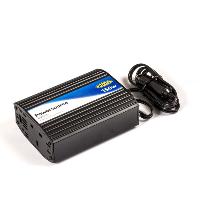 Ring Power Inverter. 12v to 230v. In-Car-Connect. Single Socket Outlet & USB. 150w MAX