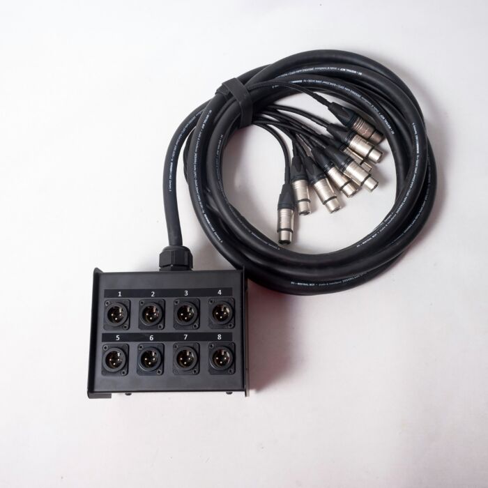 8 way Stage Box. Female XLR tails. Male XLR on Box