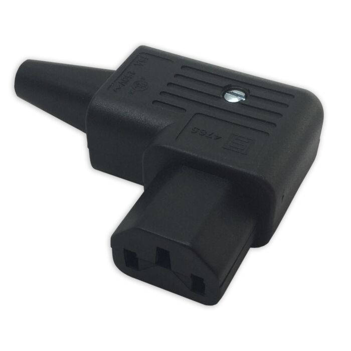 Schurter Angled IEC C13 Female Cable Mount Rewireable Kettle Plug. 4785.0000