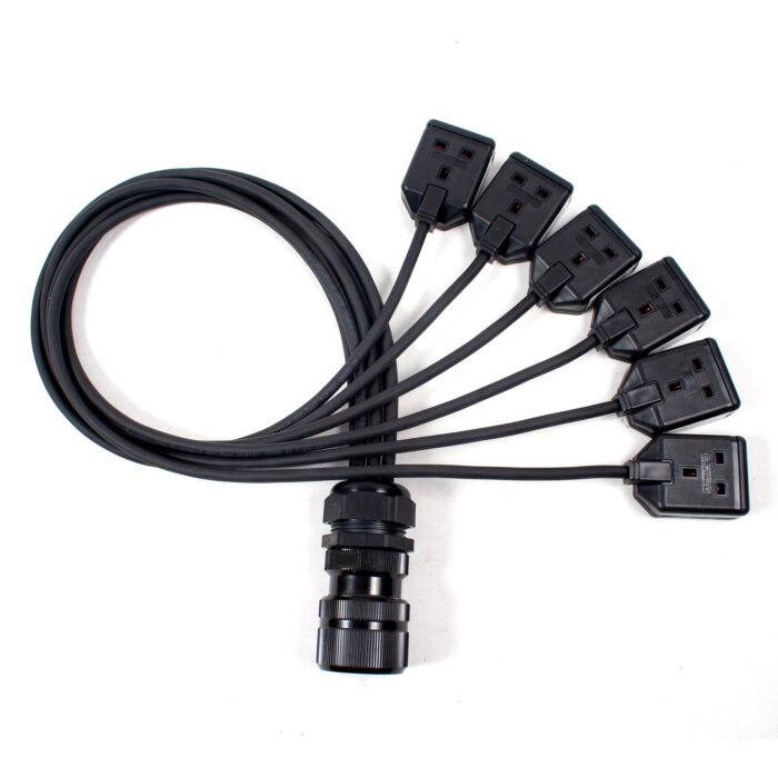 Socapex Spider - Male Socapex to Female 13amp UK Sockets