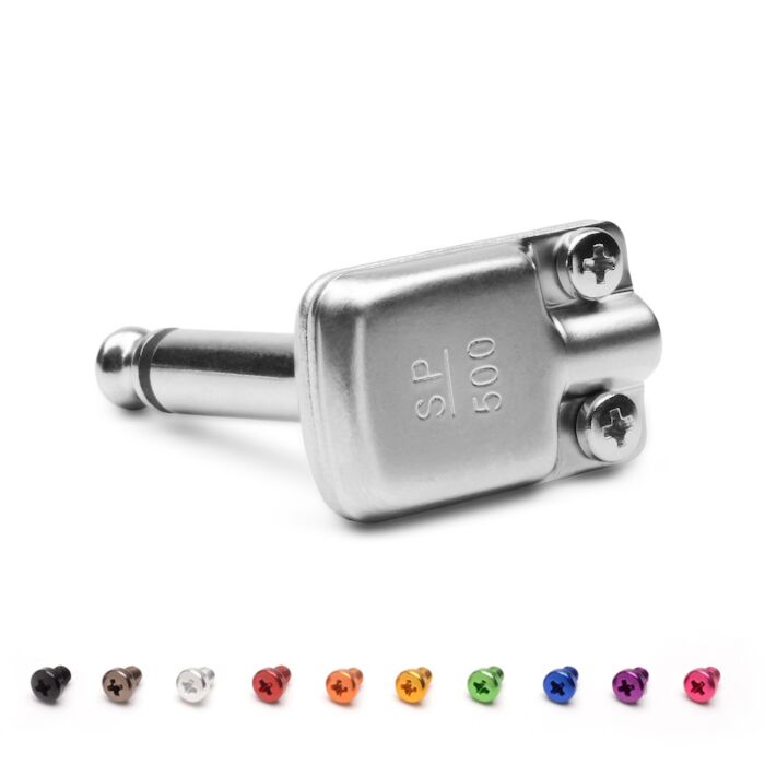 SquarePlug SP500 Low Profile Mono (TS) Right Angled 6.35mm Jack. Silver 