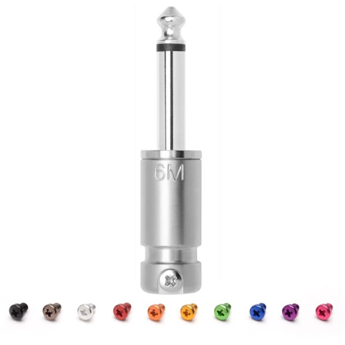 SquarePlug SPS6M Medium Body Mono (TS) Straight 6.35mm Jack. Silver