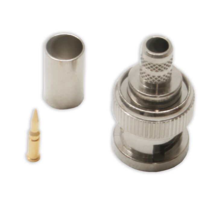 Straight BNC for RG59 Cable. 75ohm Video. Twist CRIMP Connector. CCTV. SPDIF. Time Code
