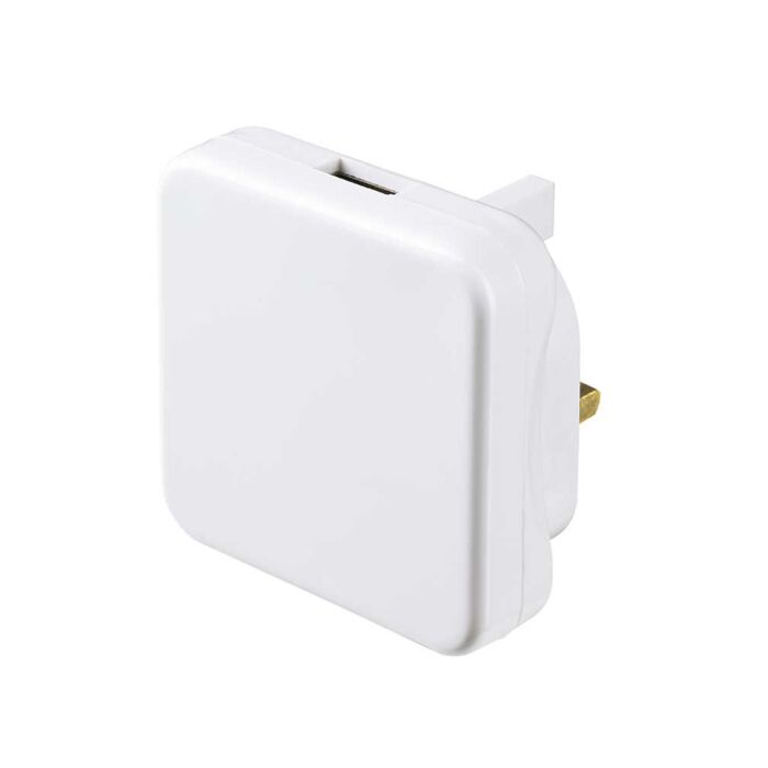 UK Mains USB Charger. MASTERPLUG. Gloss White Plug Top. iPhone iPad. Samsung. USBPLGW2-MP