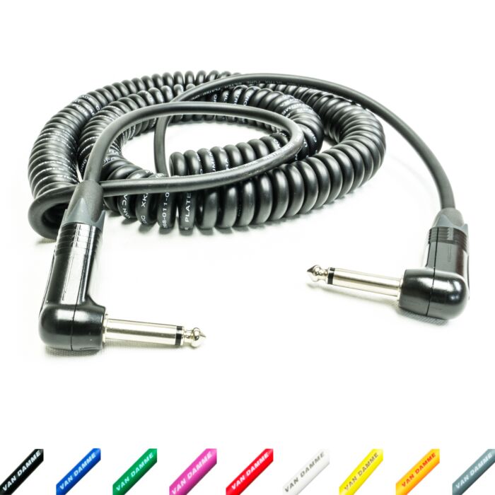 Van Damme Curly Guitar Lead. Neutrik Instrument Cable. STUDIO GRADE. 70cm  2.5m