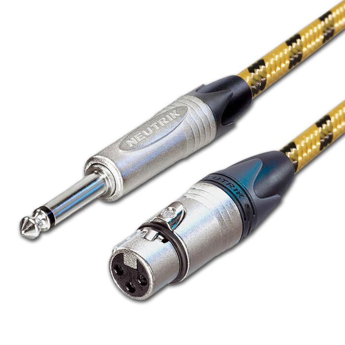 Vintage Neutrik Female XLR to Mono Jack lead. Mic Mixer DI Cable. NC3FXX