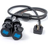 13a UK Plug to 2x 16a PCE, Professional AC Y Splitter Cable,