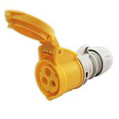 16amp 110v Yellow Site Ceeform Cable Mount Female Socket. 3 Pole PCE (213-4)