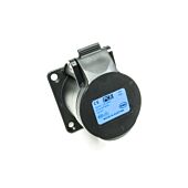 16amp 230v 2P+E IP44 Black Straight Flush Panel OUTLET Female Socket. PCE (313-6f6x)
