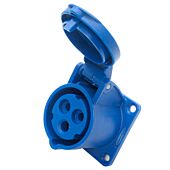 16amp 230V 2P+E IP44 Straight Flush Mounting Panel Female Socket OUTLET. PCE (313-6F6)