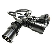 16amp Y Splitter Cable. 1x 16amp Plug to 2x 16amp Sockets. PCE TITANEX H07RN-F Cable