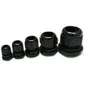 Black nylon cable compression glands