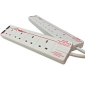High quality, low cost, surge protected 4 & 6 way electrical extension lead from Masterplug. Suitable for Office / Home / Studio