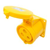 32amp 110v 2P+E IP44 Yellow Site Straight Flush Panel OUTLET Female Socket. PCE (323-4)
