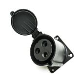 32amp 230v 2P+E IP44 Black Straight Flush Panel OUTLET Female Socket. PCE(323-6x)