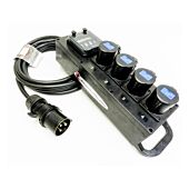 Mains Distro. Rubber Bounce Box. 32amp in. 4 x 16amp out. RCBO