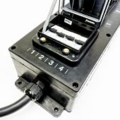 Mains Distro. Rubber Bounce Box. 32amp in. 4 x 16amp out. RCBO