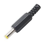 Straight 4 x 1.7mm DC plug. Plastic housing. Yellow tip