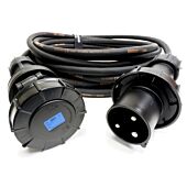 63amp Black Events CEEform Commando Power Cable. (3x10mm) 240v H07RN-F Rubber 