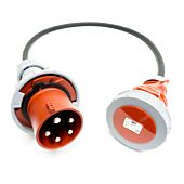 63amp to 32amp Red 3 PHASE Events CEEform Commando Adapter Cable. (5x10mm) 3PNE 400V. H07RN-F
