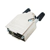 9 Pin D SUB Die Cast Metal Hood. Steel with Black Plastic Cap Jackscrews UNC4-40