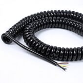Curly 4 Core PU Cable 1m Retracted. 4core 1mm (4x1mm)